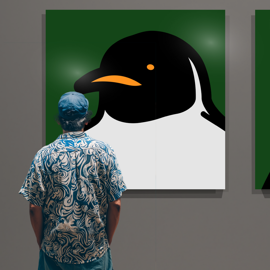 Penguin portrait, dark green