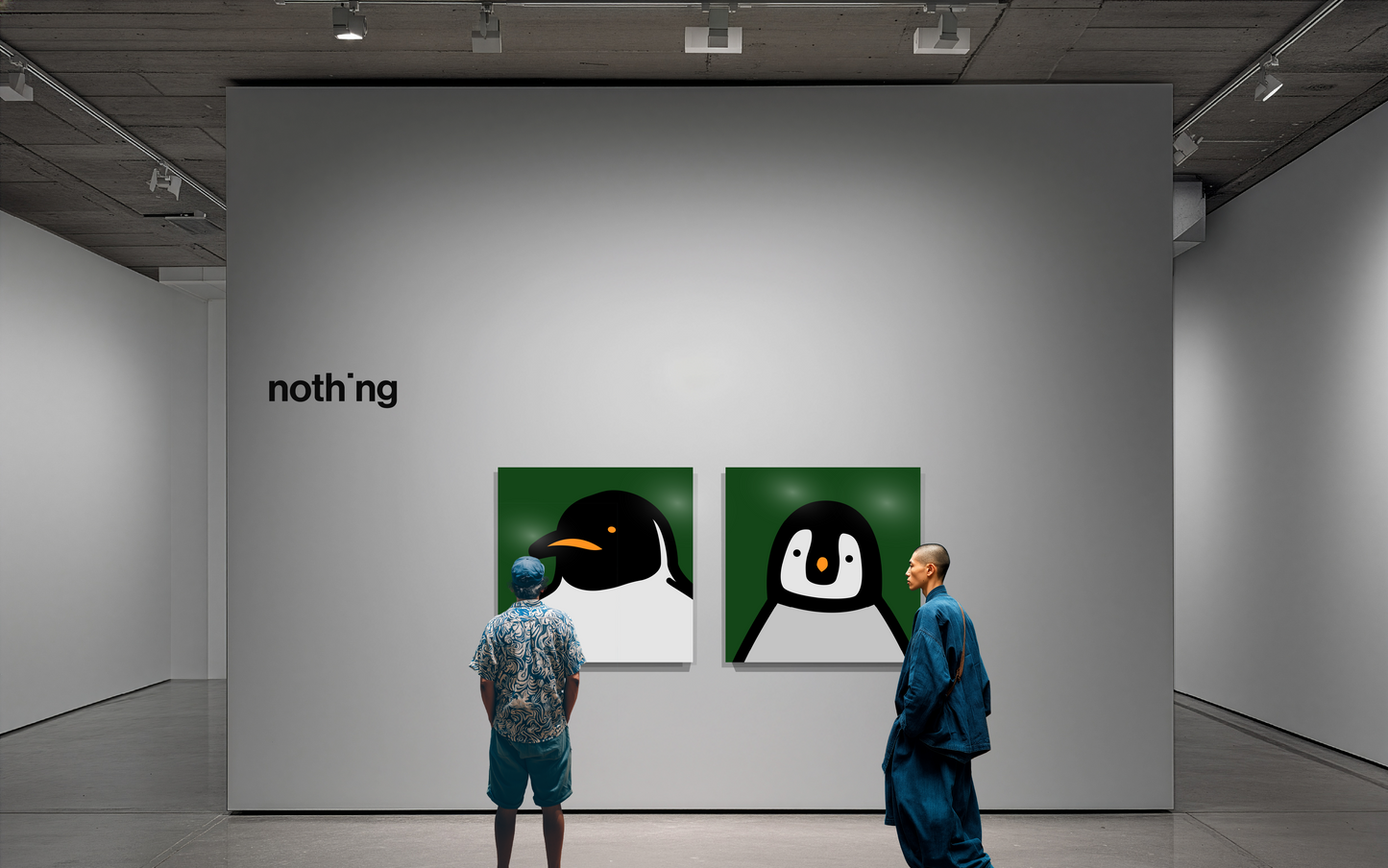 Penguin portrait chick dark green