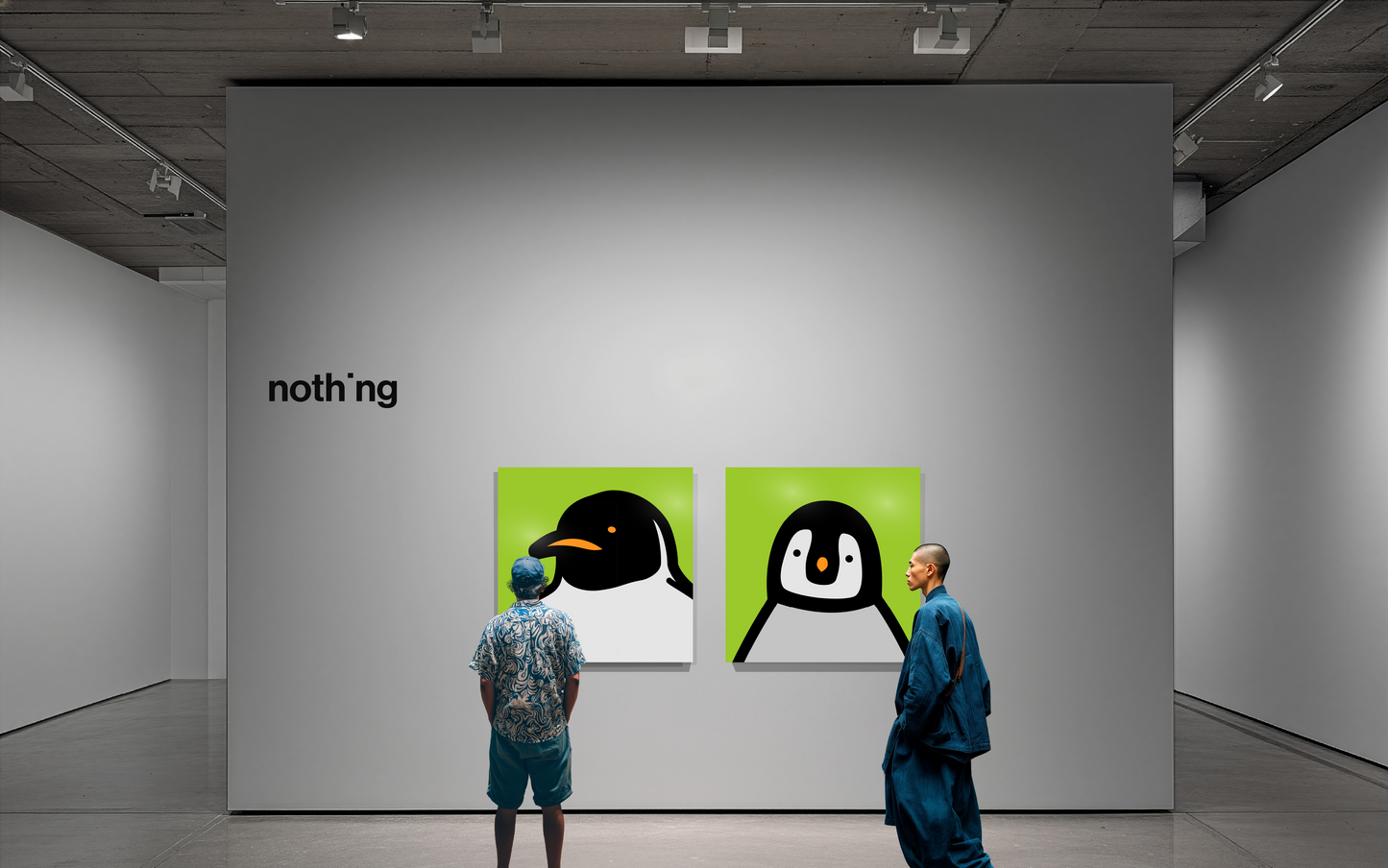 Pinguin Portrait Küken grün