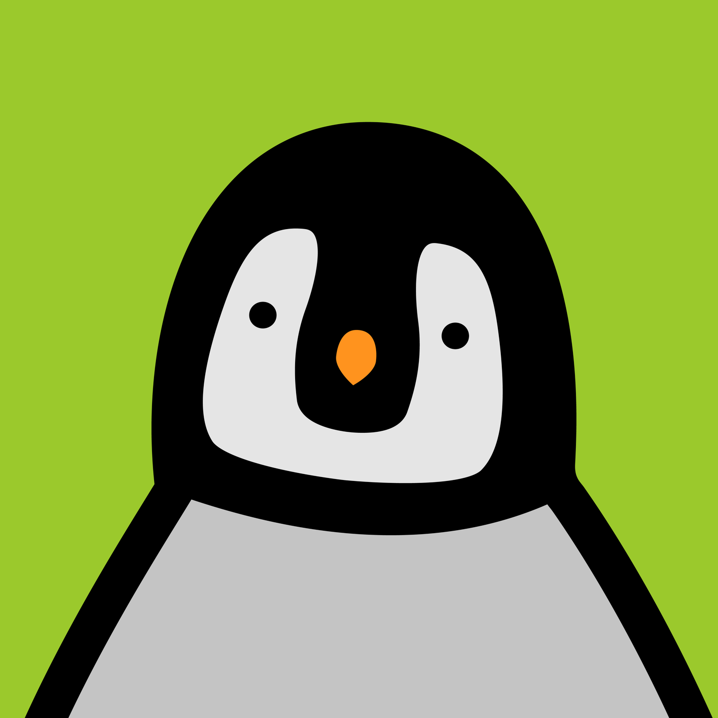 Penguin portrait chick green