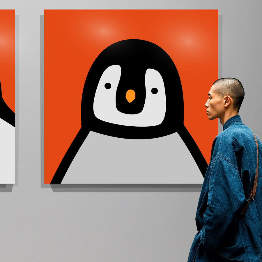 Penguin portrait chick red