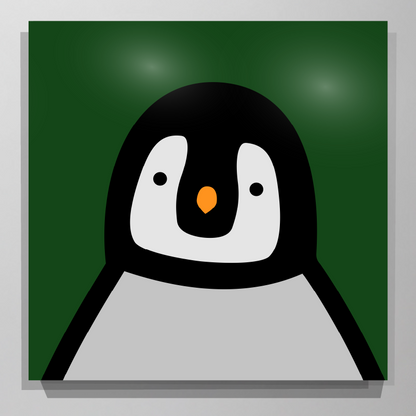 Penguin portrait chick dark green
