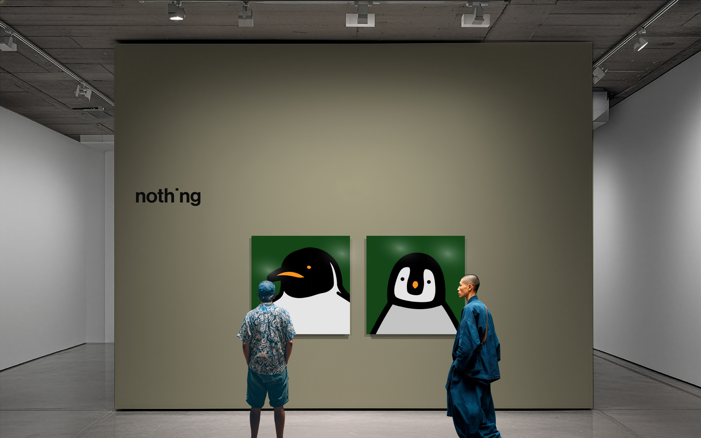 Penguin portrait, dark green