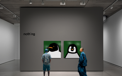 Penguin portrait, dark green