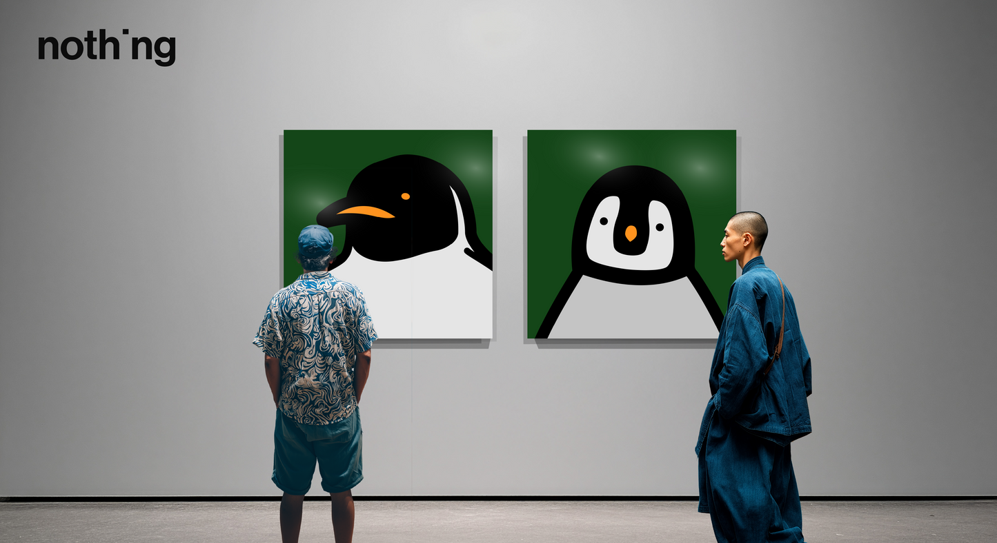 Penguin portrait, dark green