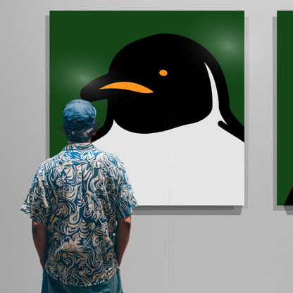 Penguin portrait, dark green