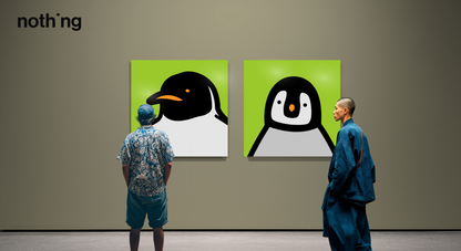 Penguin portrait chick green