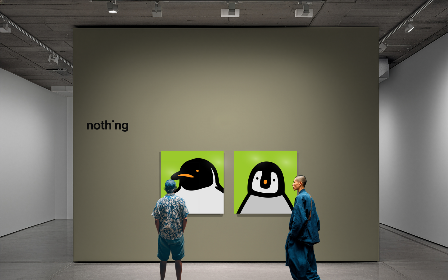 Penguin portrait chick green