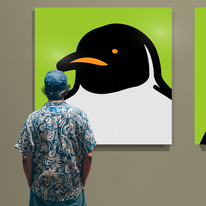 Penguin portrait green