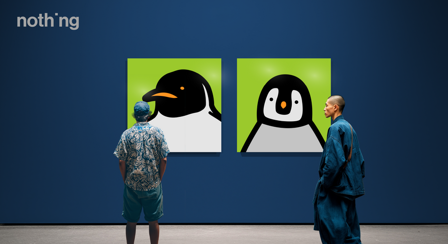 Penguin portrait chick green