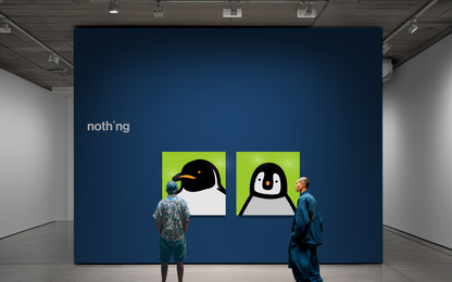 Penguin portrait chick green