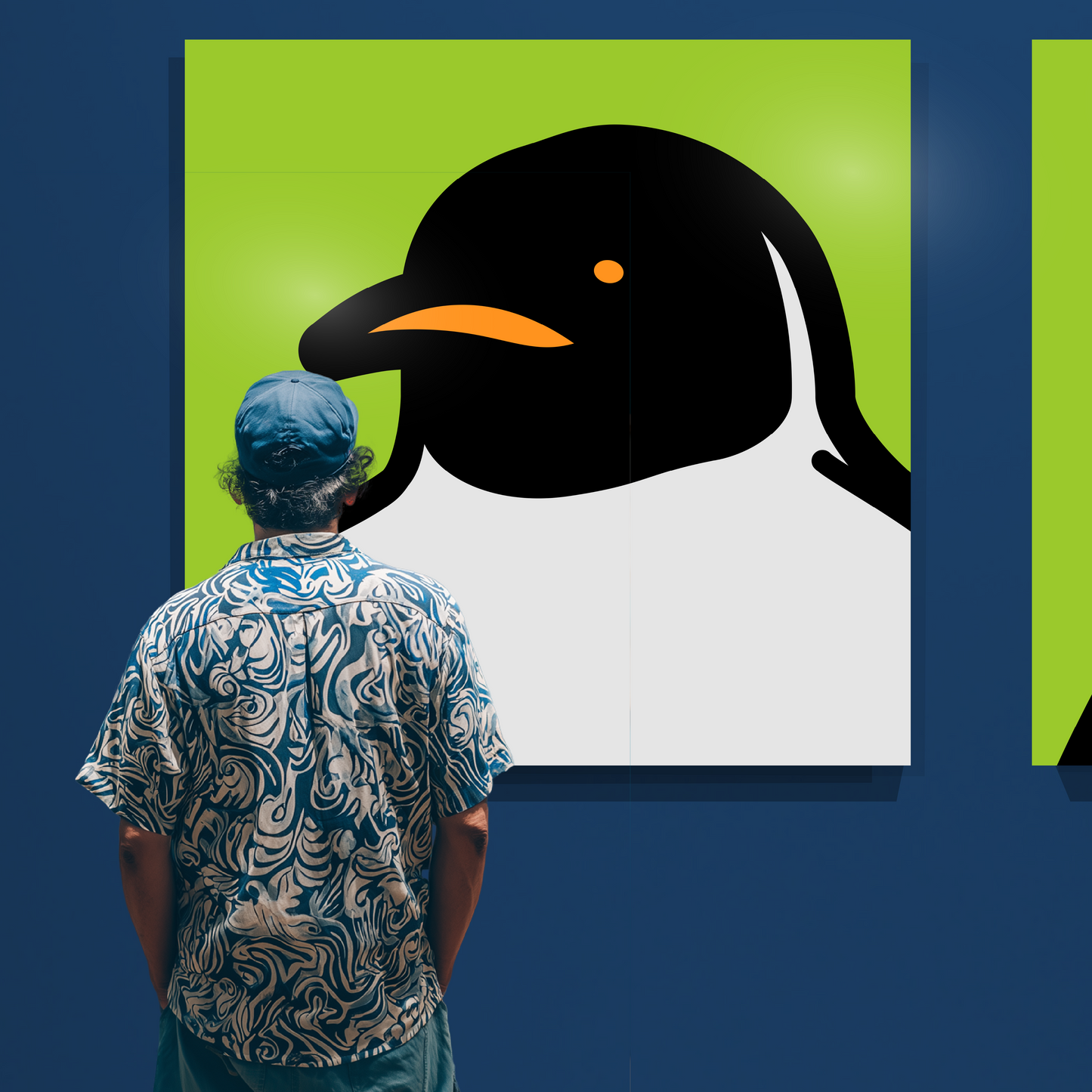 Penguin portrait green