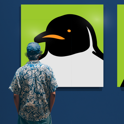Penguin portrait green