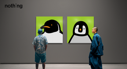 Penguin portrait chick green