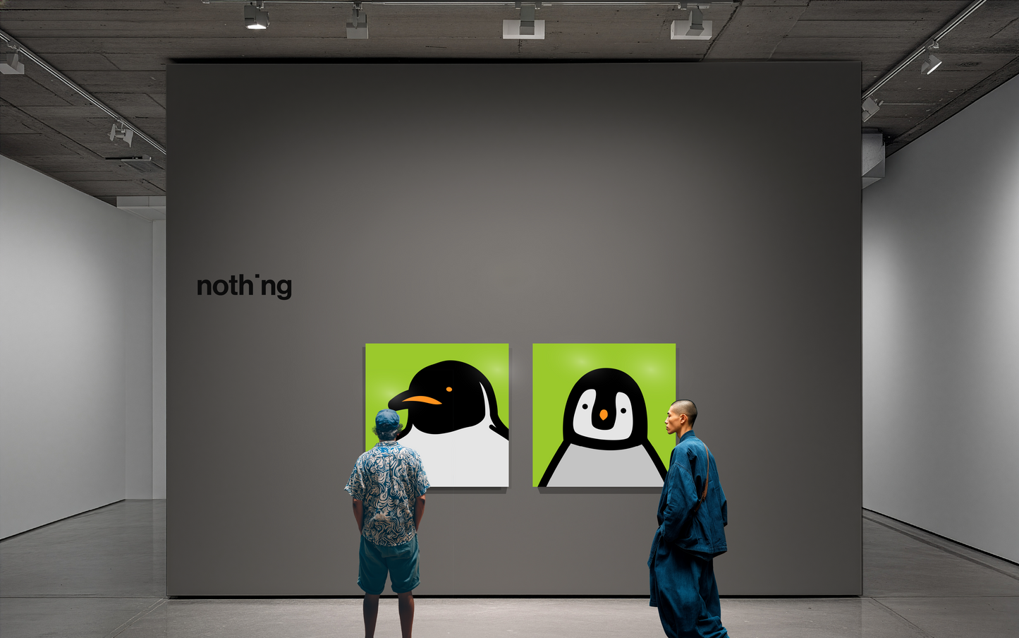 Penguin portrait chick green