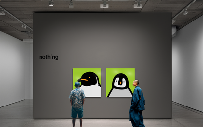 Penguin portrait chick green