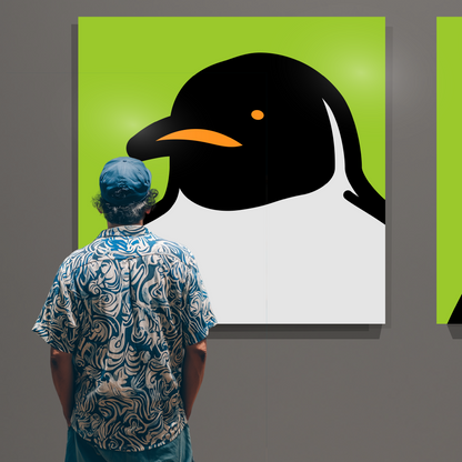 Penguin portrait green