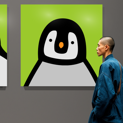 Penguin portrait chick green