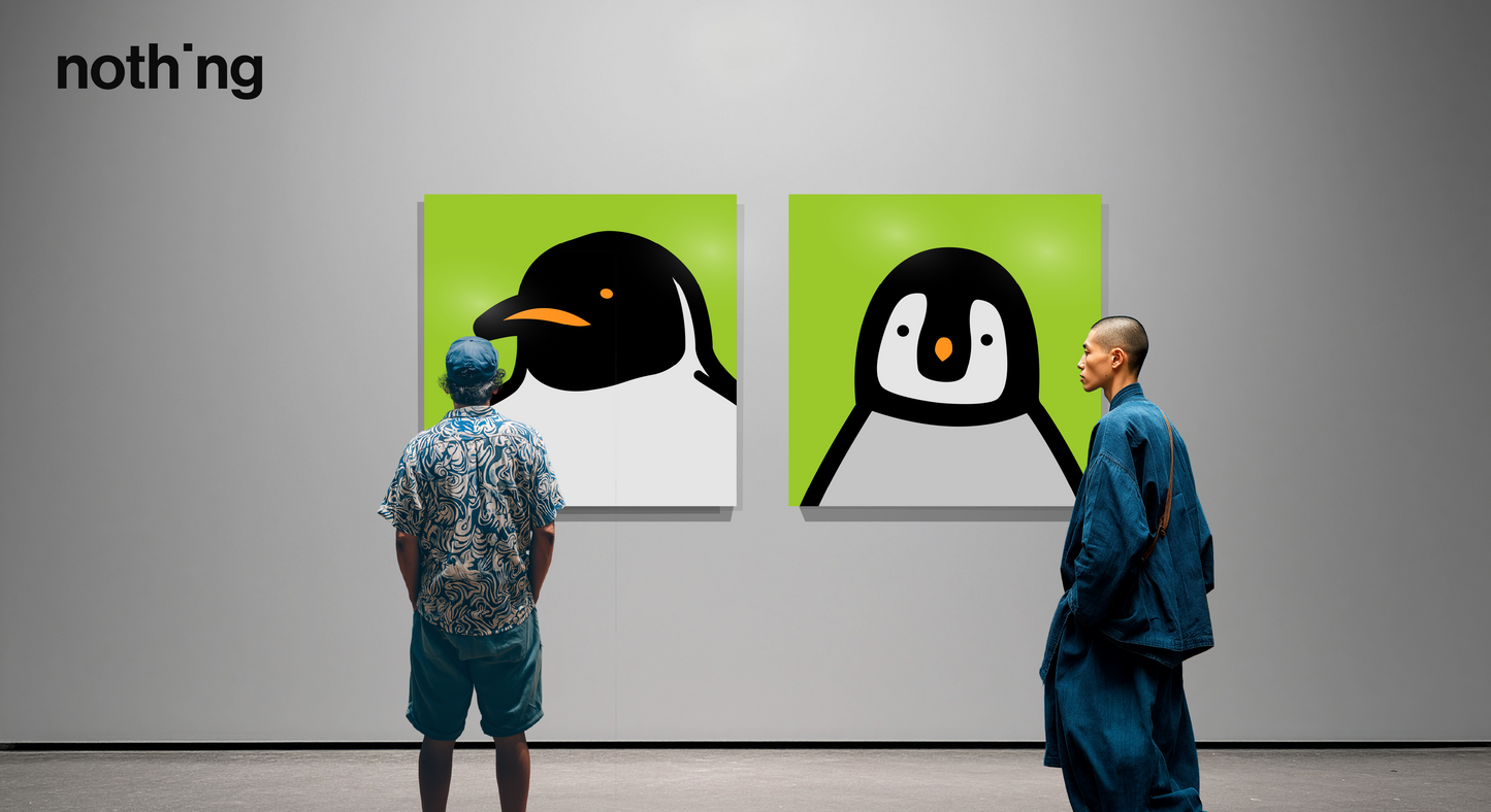 Penguin portrait chick green