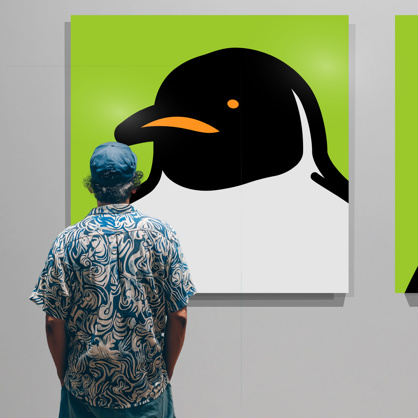 Penguin portrait green