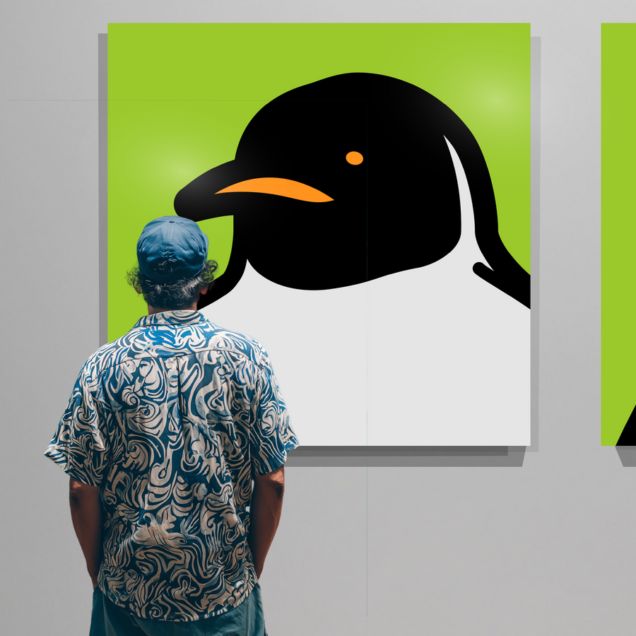 Penguin portrait green