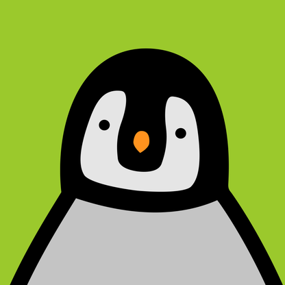 Penguin portrait chick green
