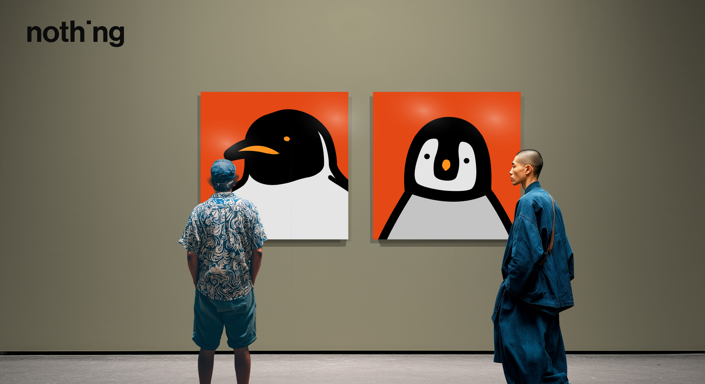 Penguin portrait chick red