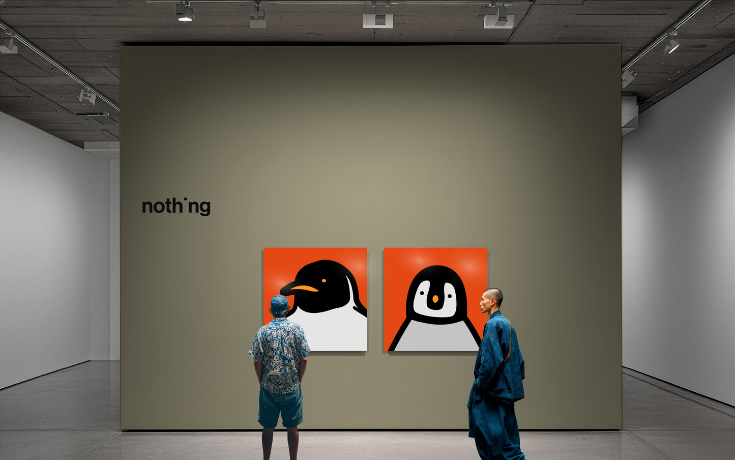 Penguin portrait chick red