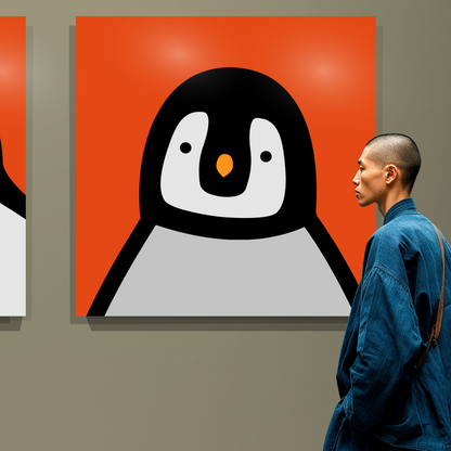 Penguin portrait chick red