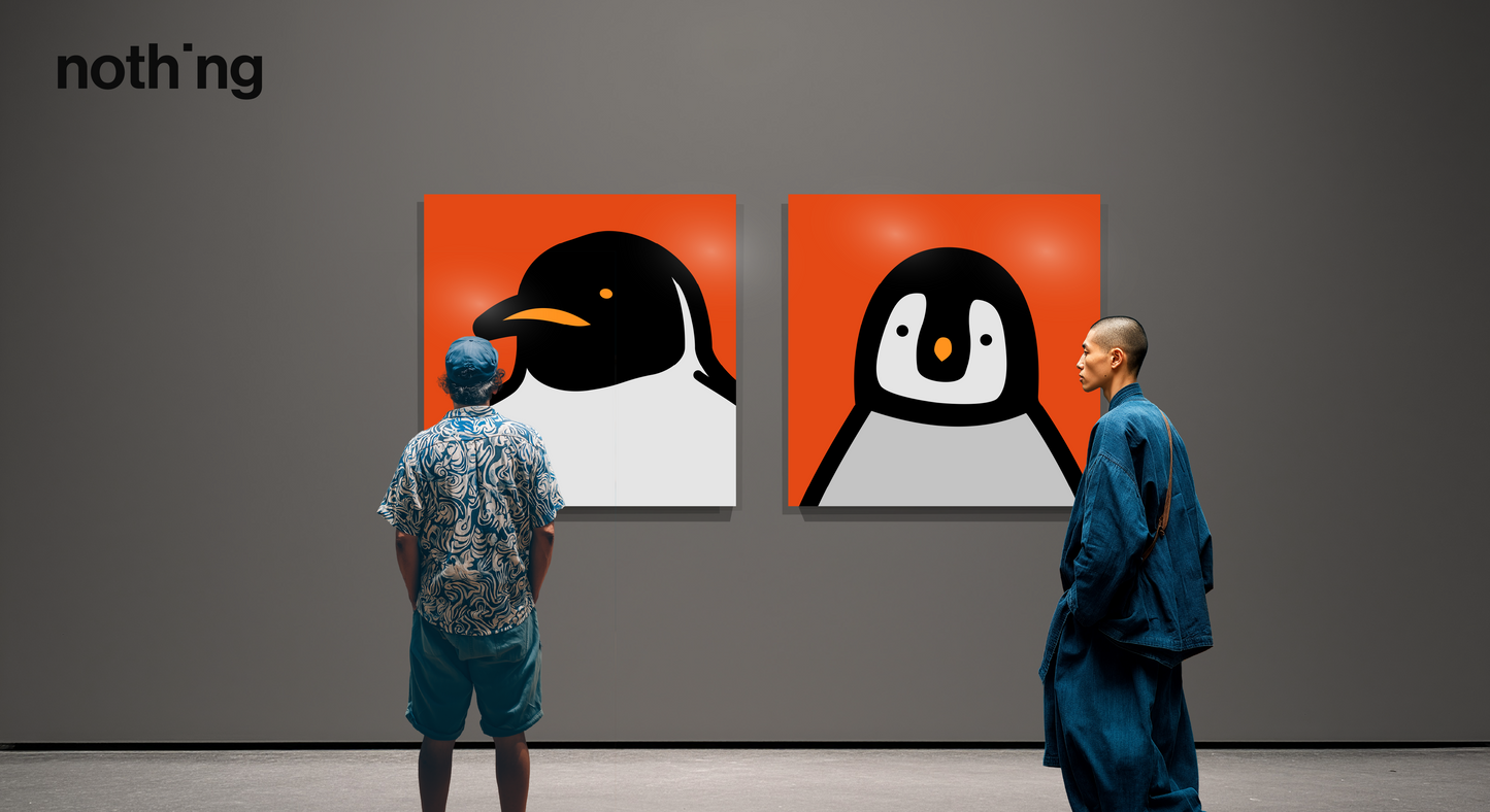 Penguin portrait chick red