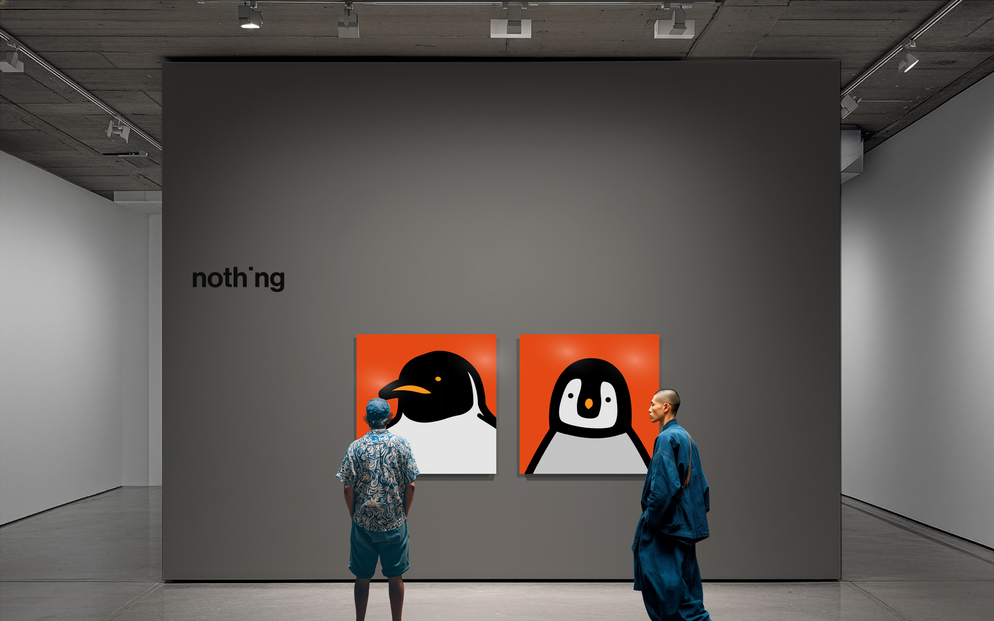 Penguin portrait chick red