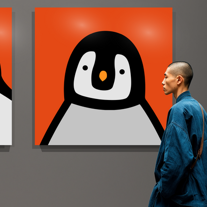 Penguin portrait chick red