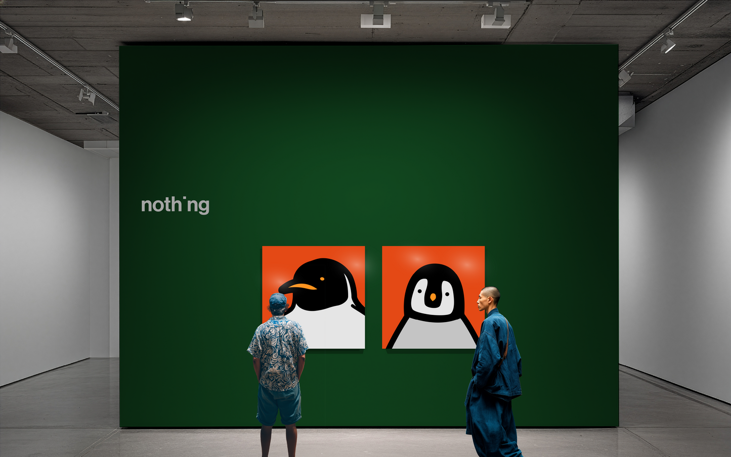 Penguin portrait chick red