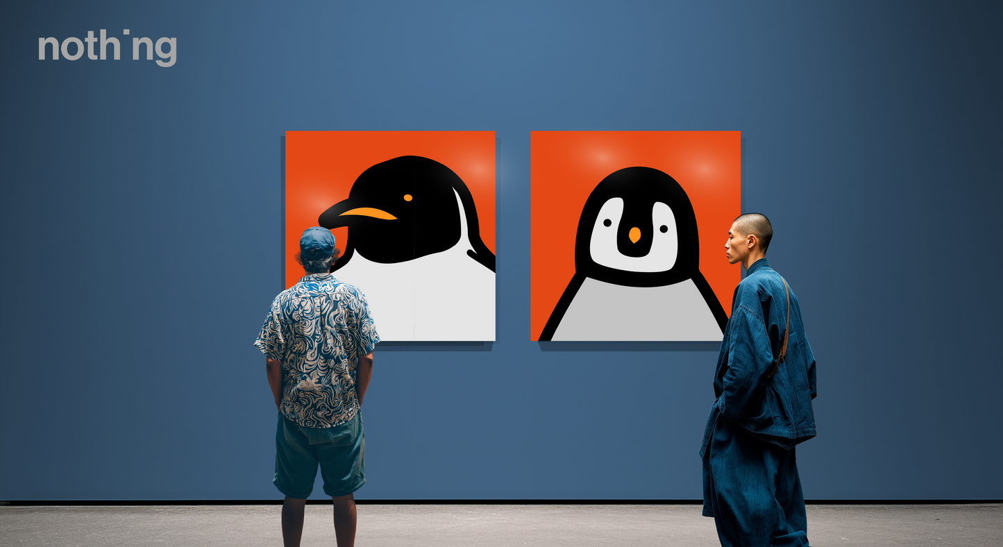 Penguin portrait chick red