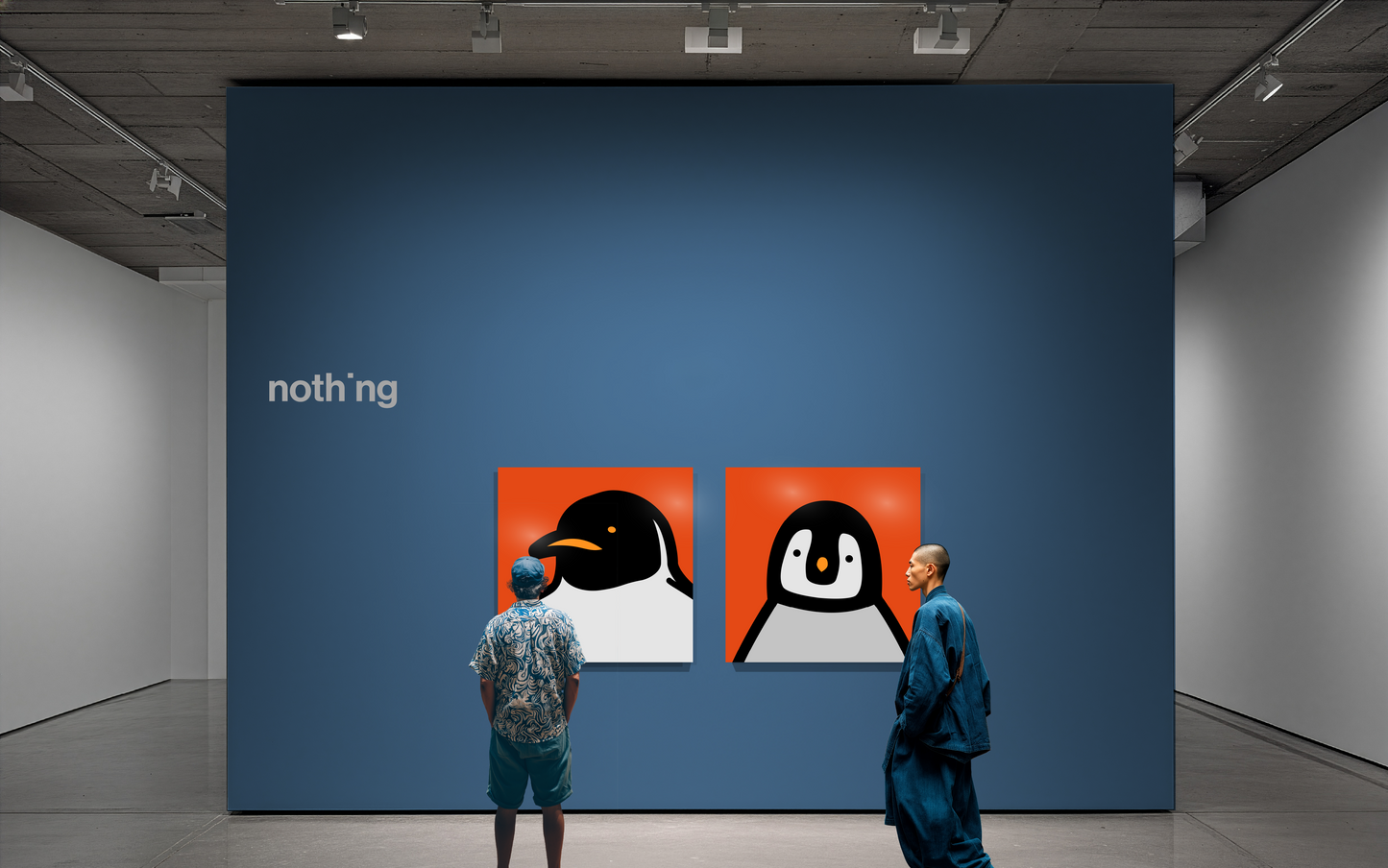 Penguin portrait chick red