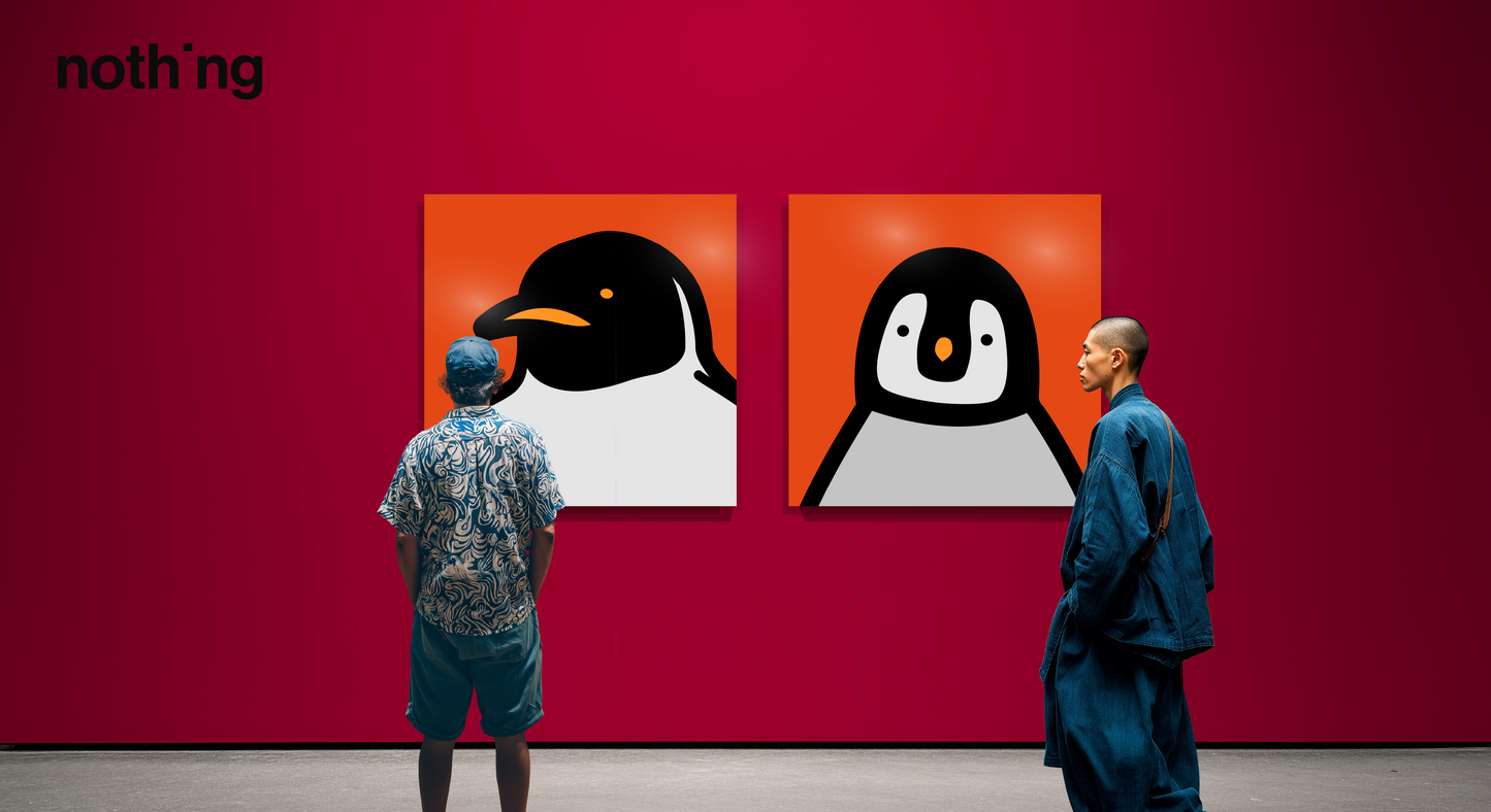 Penguin portrait chick red