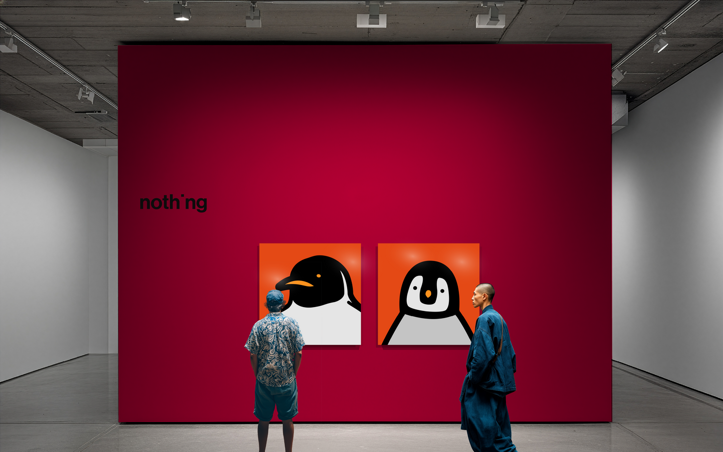 Penguin portrait chick red