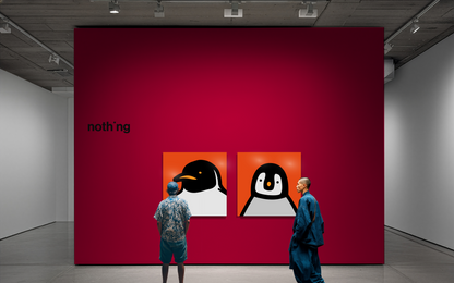 Penguin portrait chick red