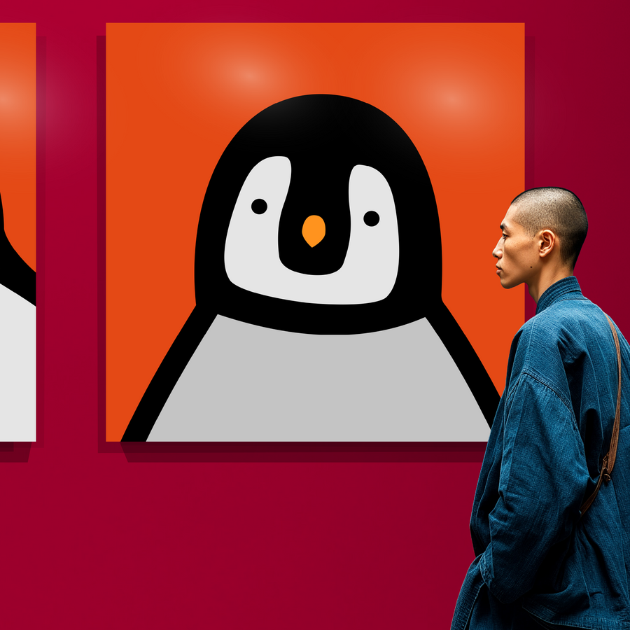 Penguin portrait red