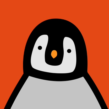 Penguin portrait chick red