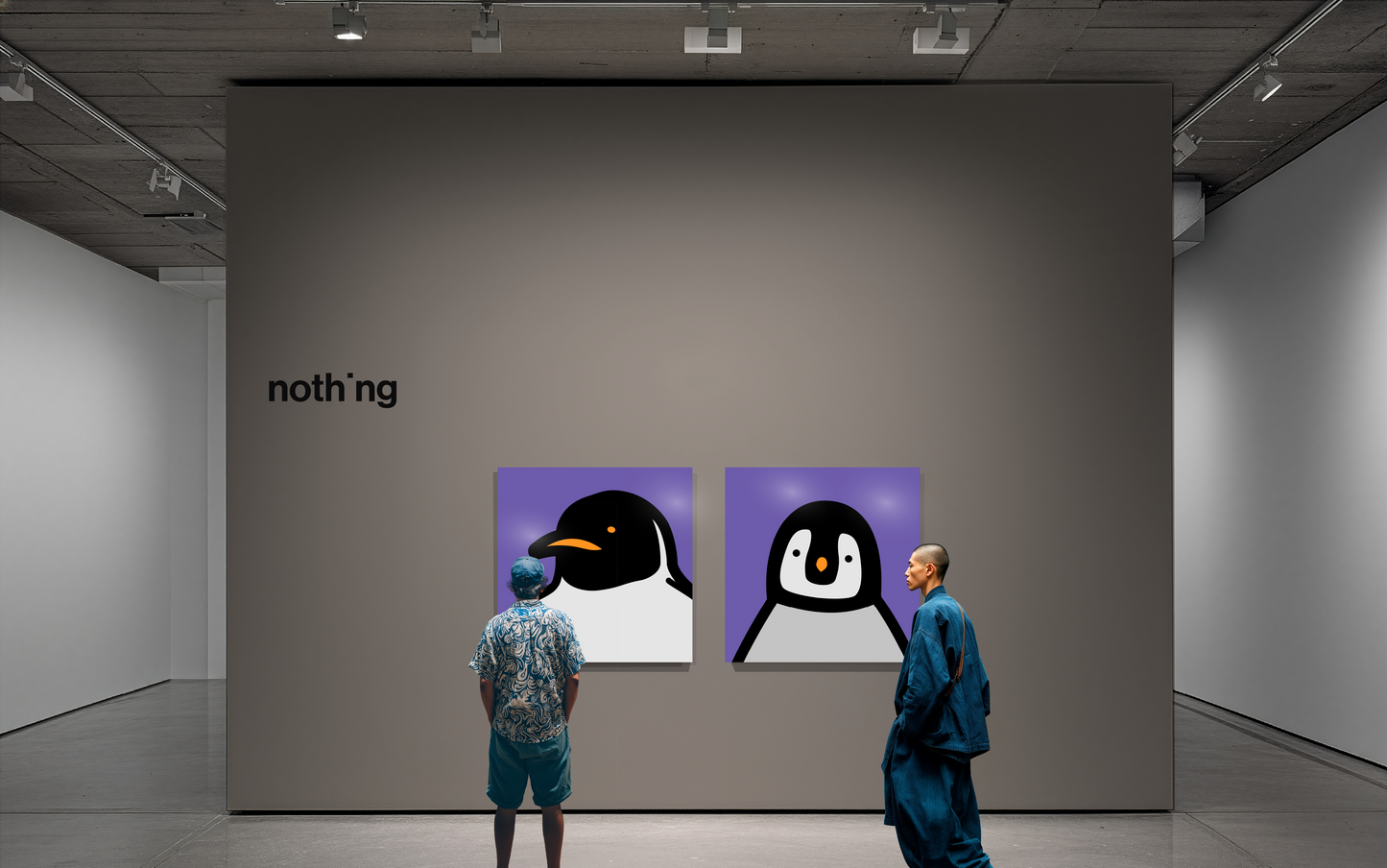 Penguin portrait violet