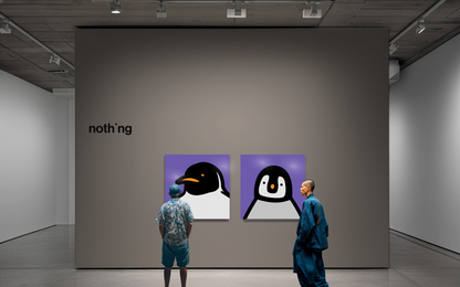 Penguin portrait violet