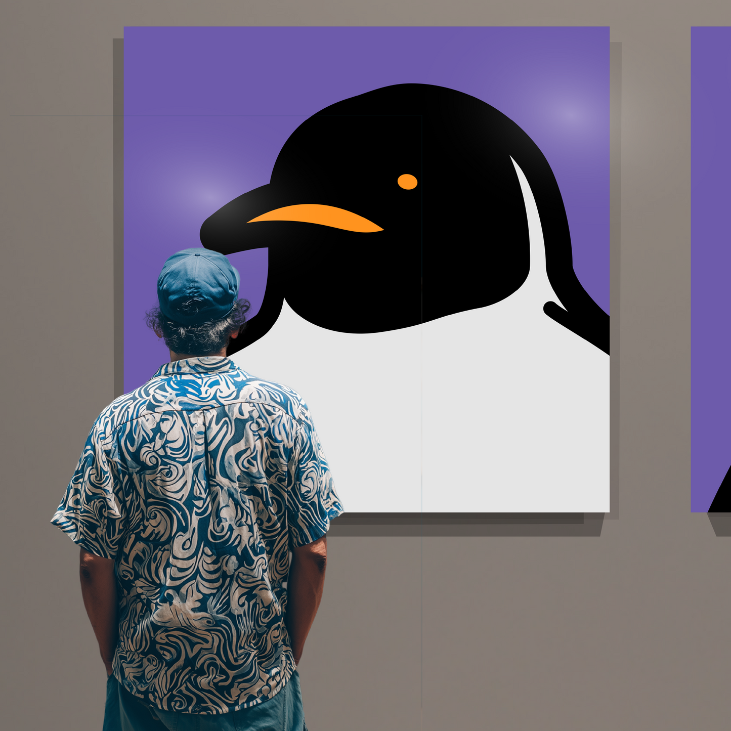 Penguin portrait violet