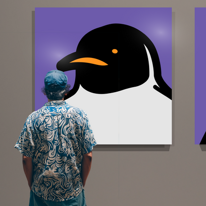 Penguin portrait violet