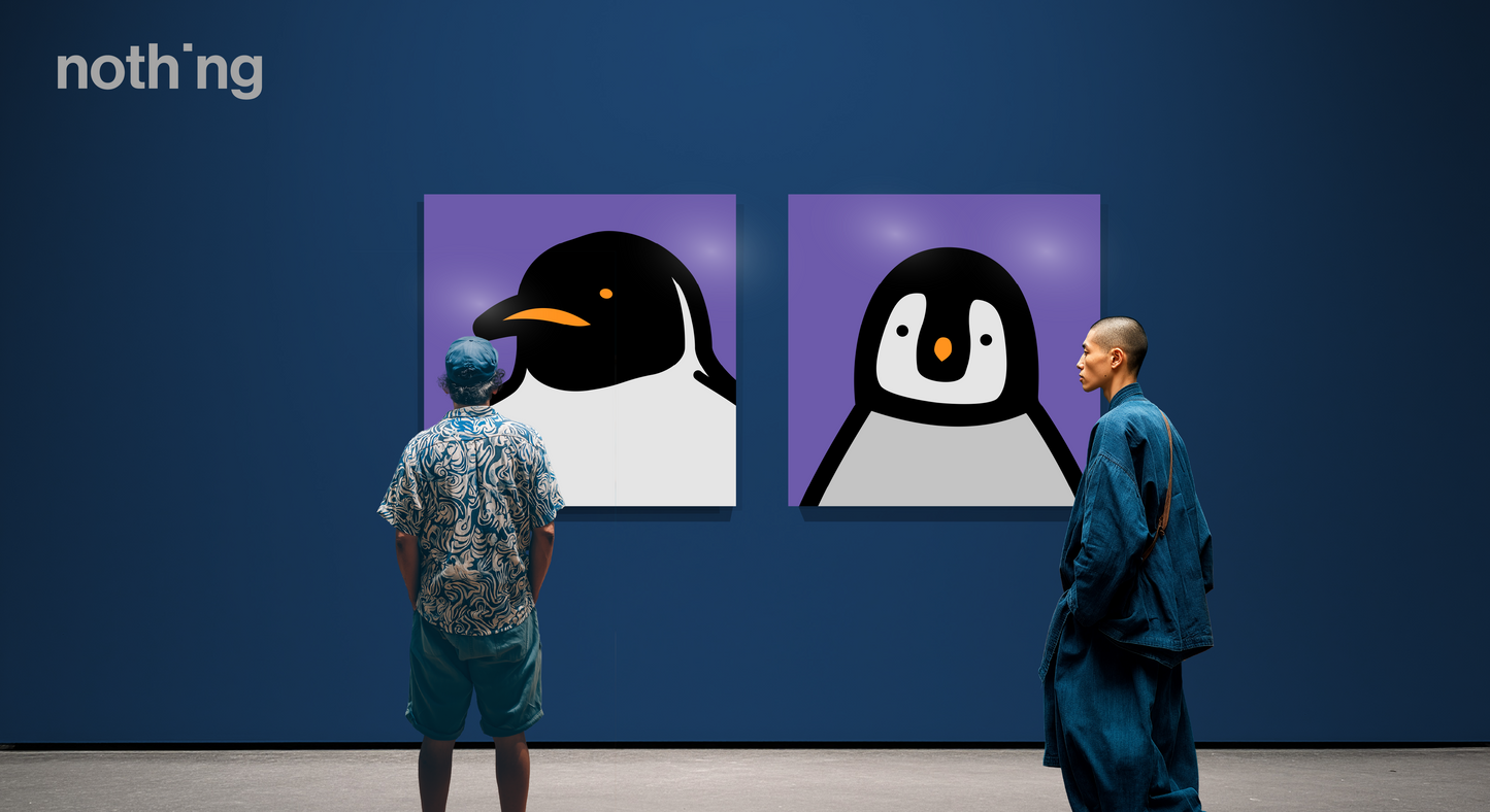 Penguin portrait violet