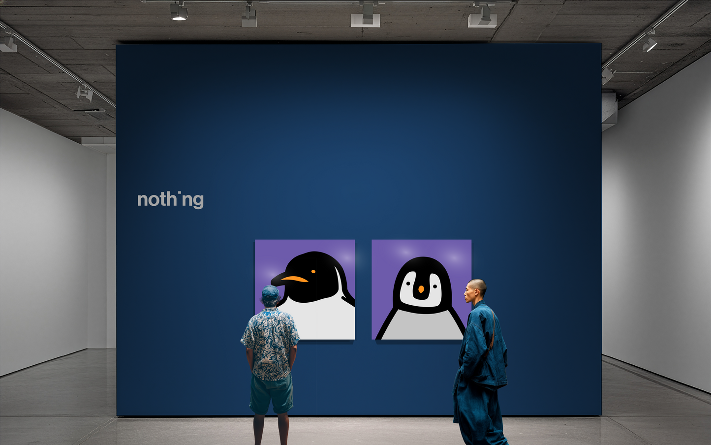 Penguin portrait, chick, purple