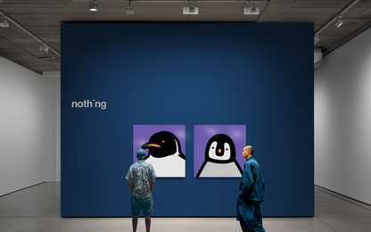 Penguin portrait, chick, purple