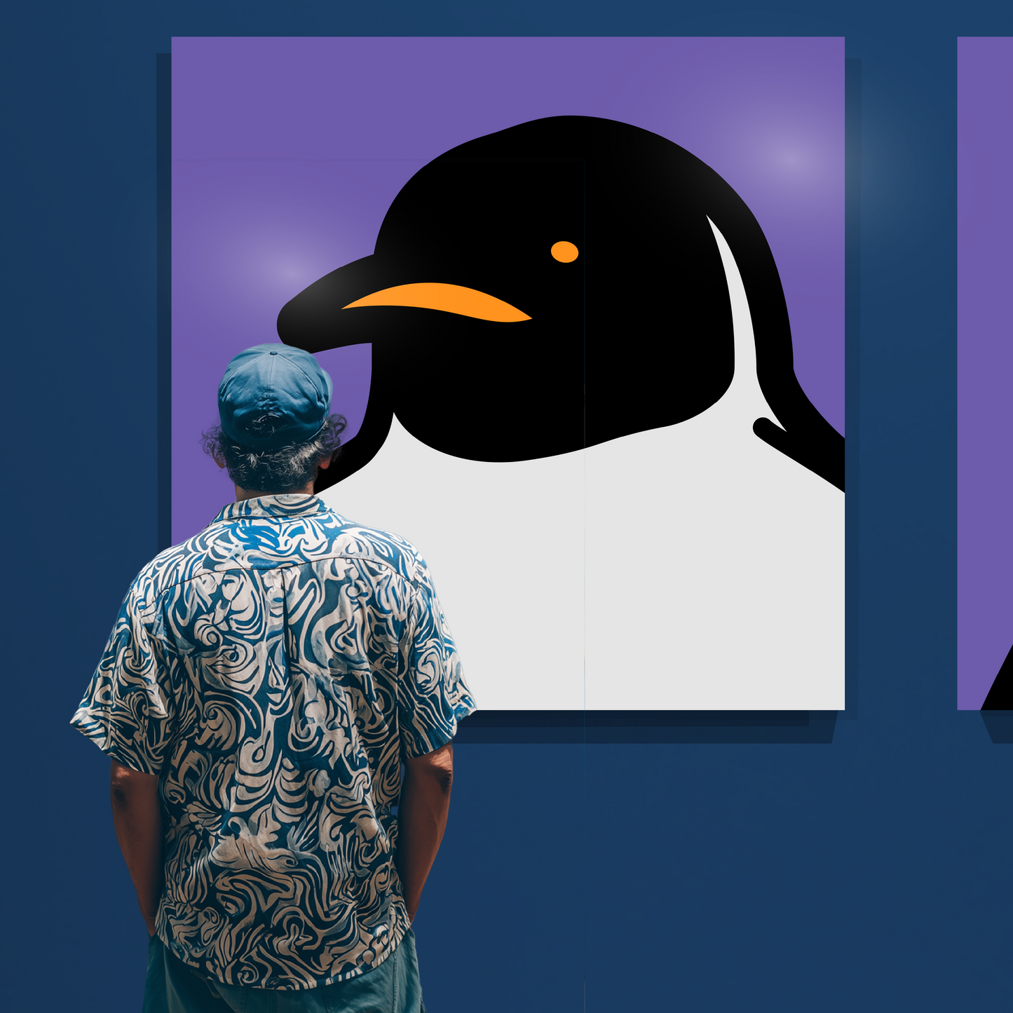 Penguin portrait violet