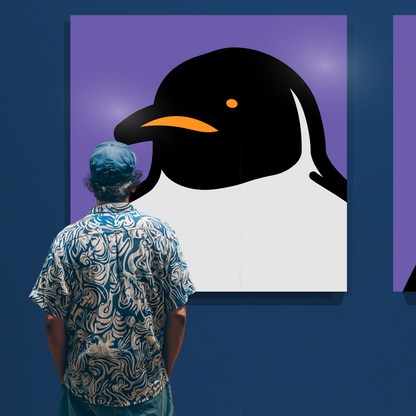 Penguin portrait violet