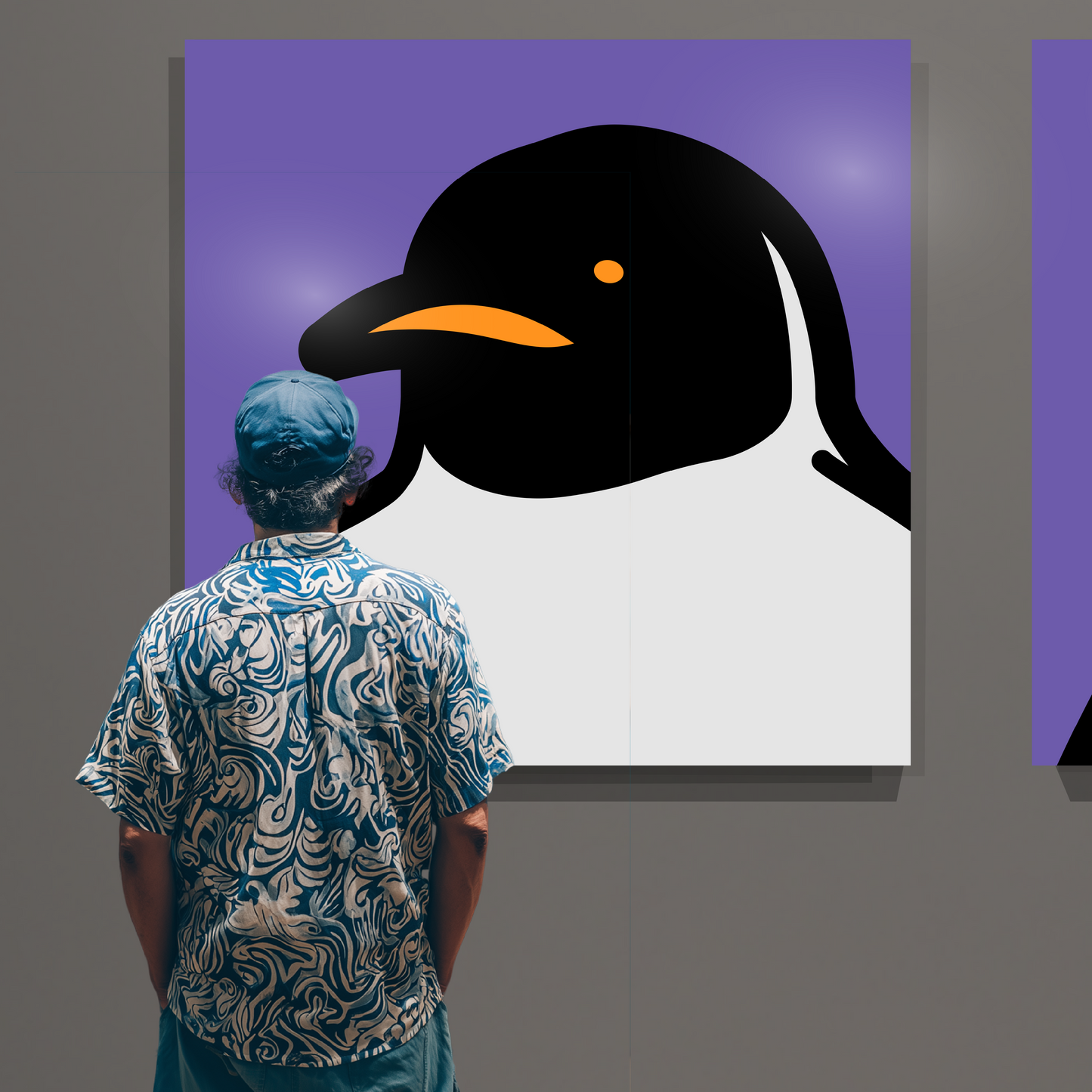 Penguin portrait violet